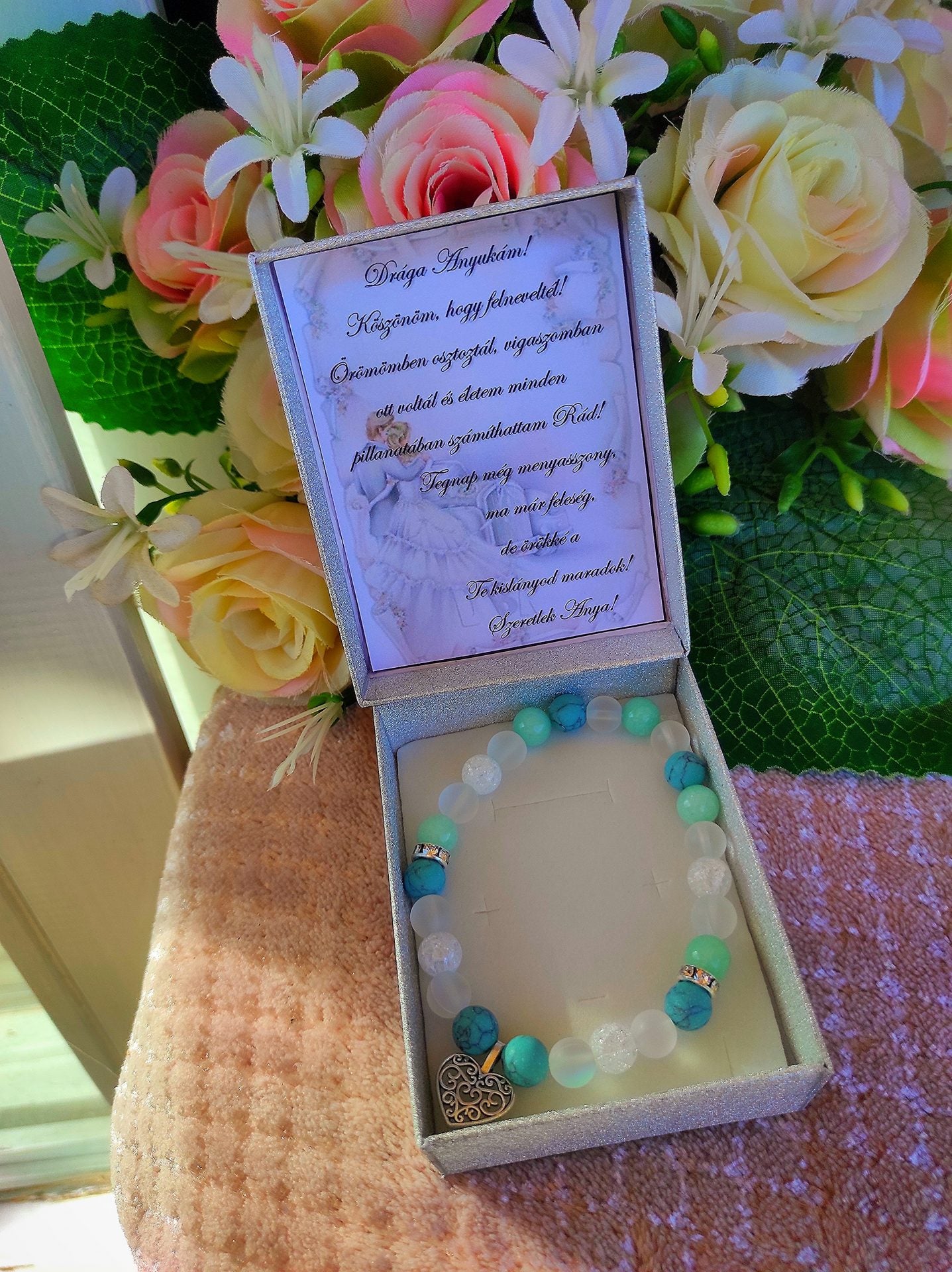 Ajándék örömanya türkiz szív